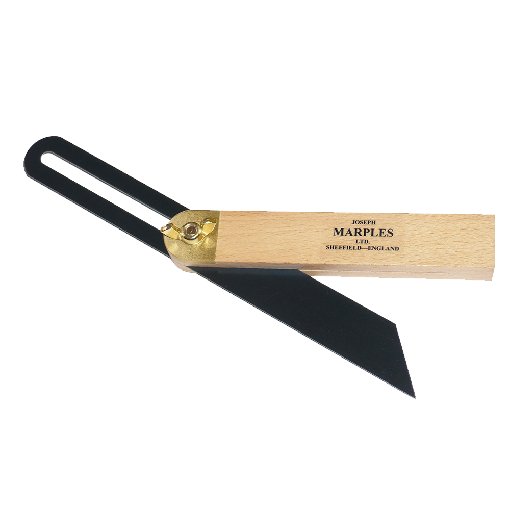 230mm (9") Beech Sliding Bevel / Adjustable Try Square with Brass Wing Locking Nut 211 by Joseph Marples