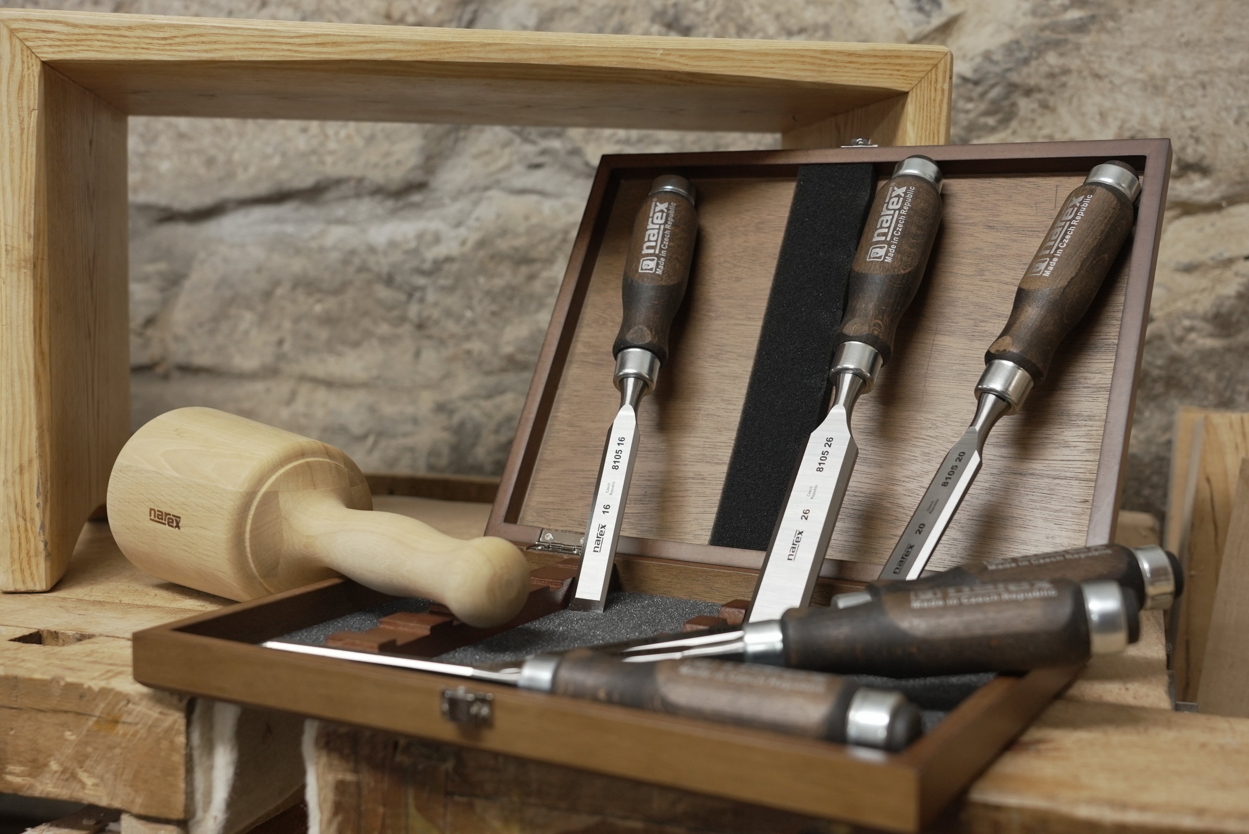 Set of Bevel Edge Chisels, WOOD LINE PROFI 6mm / 10mm / 12mm / 16mm / 20mm / 26mm 853053 by Narex