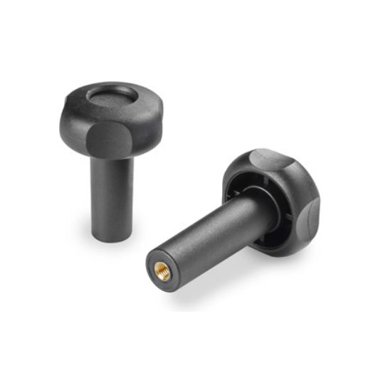30mm x 47mm 4 Lobe Handwheel with Elongated Hub and Threaded Female Insert G734 Series G73430.T35M0601 by Boteco