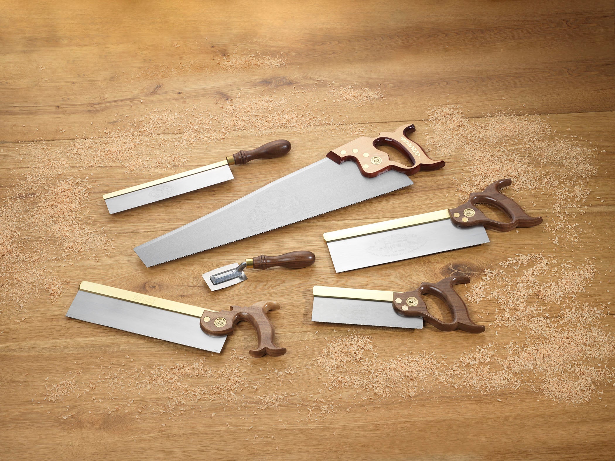 Tenon Saw with Brass Backed Blade and Two Toned Red Stain / Beech Handle with Gold Leaf by Pax