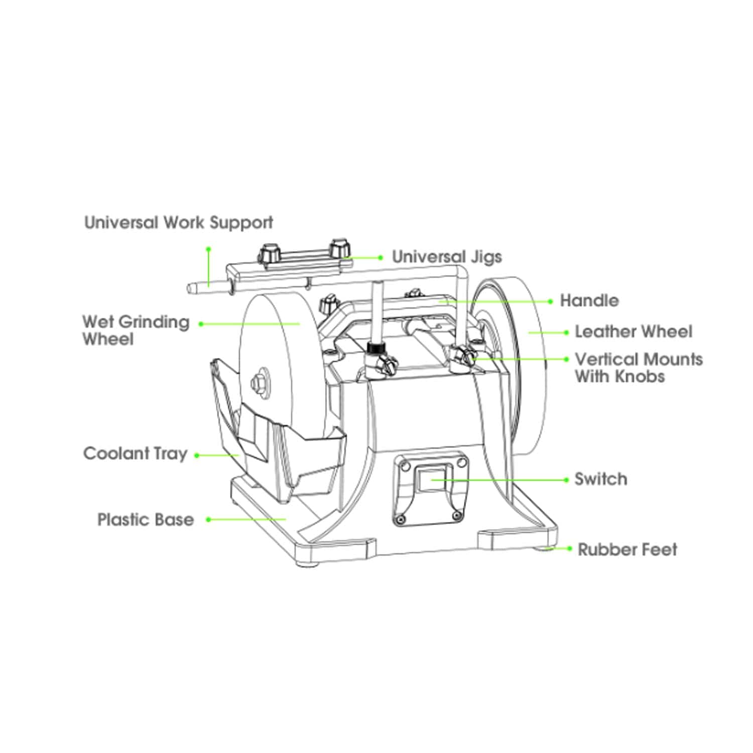 Oltre 200mm (8") Wet Stone / Water Cooled Sharpener & Buffer OT-WSS-200