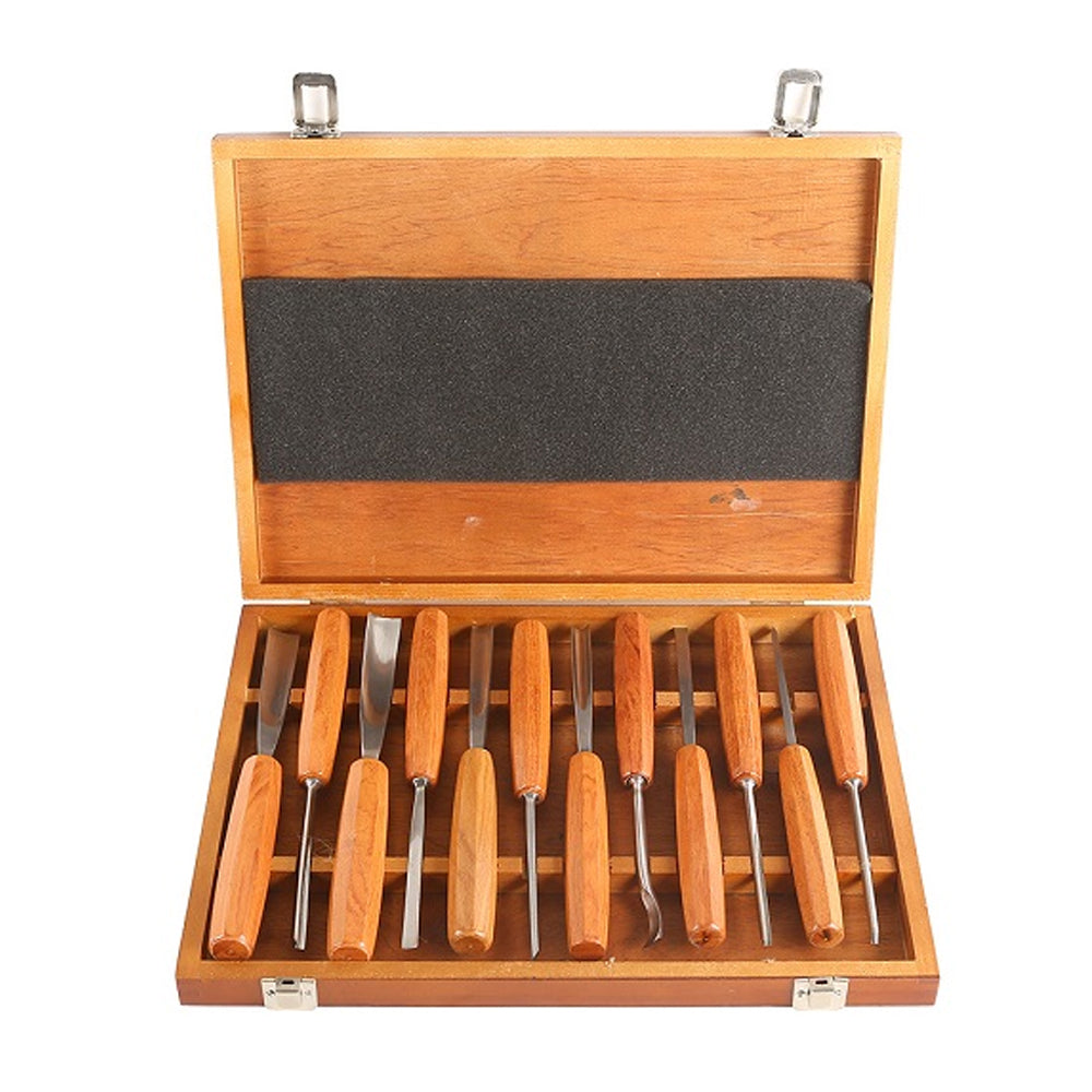 Oltre Wood Carving 12Pce Tool Set in Wooden Box OT-CTS-12