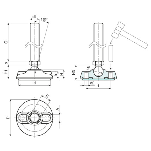 80mm Floor Anchor Mounting Foot with Non Slip Base P903080.TM16X..01 by Boteco