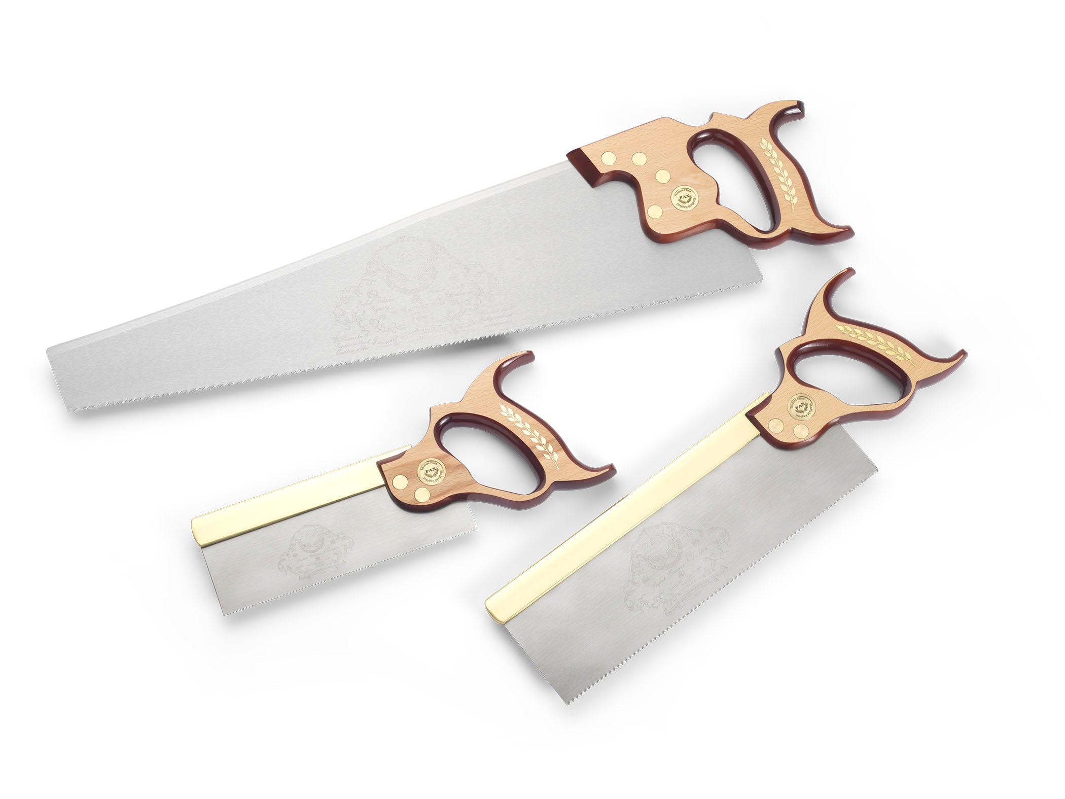 Tenon Saw with Brass Backed Blade and Two Toned Red Stain / Beech Handle with Gold Leaf by Pax