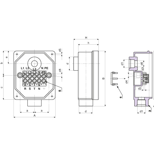 Complete 'Sealed' 5 Way Terminal Block / Junction Box R537 Series R537126PG16.P01 by Boteco