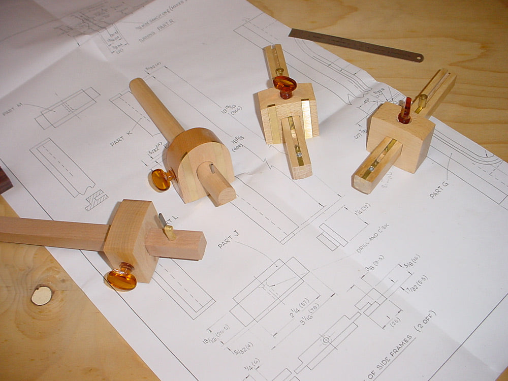 Square Brass Plated Beech Mortise & Marking Gauge 8 by Joseph Marples