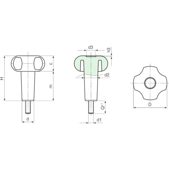 4-Lobe Handwheel With Elongated Hub And Threaded Stud (G735) by Boteco