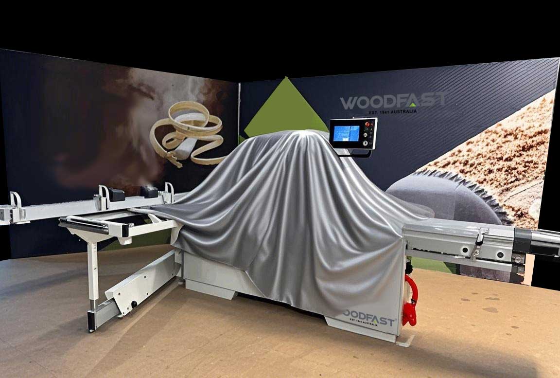 Woodfast 400mm (16") 7.5HP 3.2m Sliding Table (Optional Upgrade to 3.8m Sliding Table) with Overhead Control & Automatic Rise / Fall & Tilt Panel Saw 415V PS400C -S SafeCut *Coming Soon - Launching at LIGNA 2025*