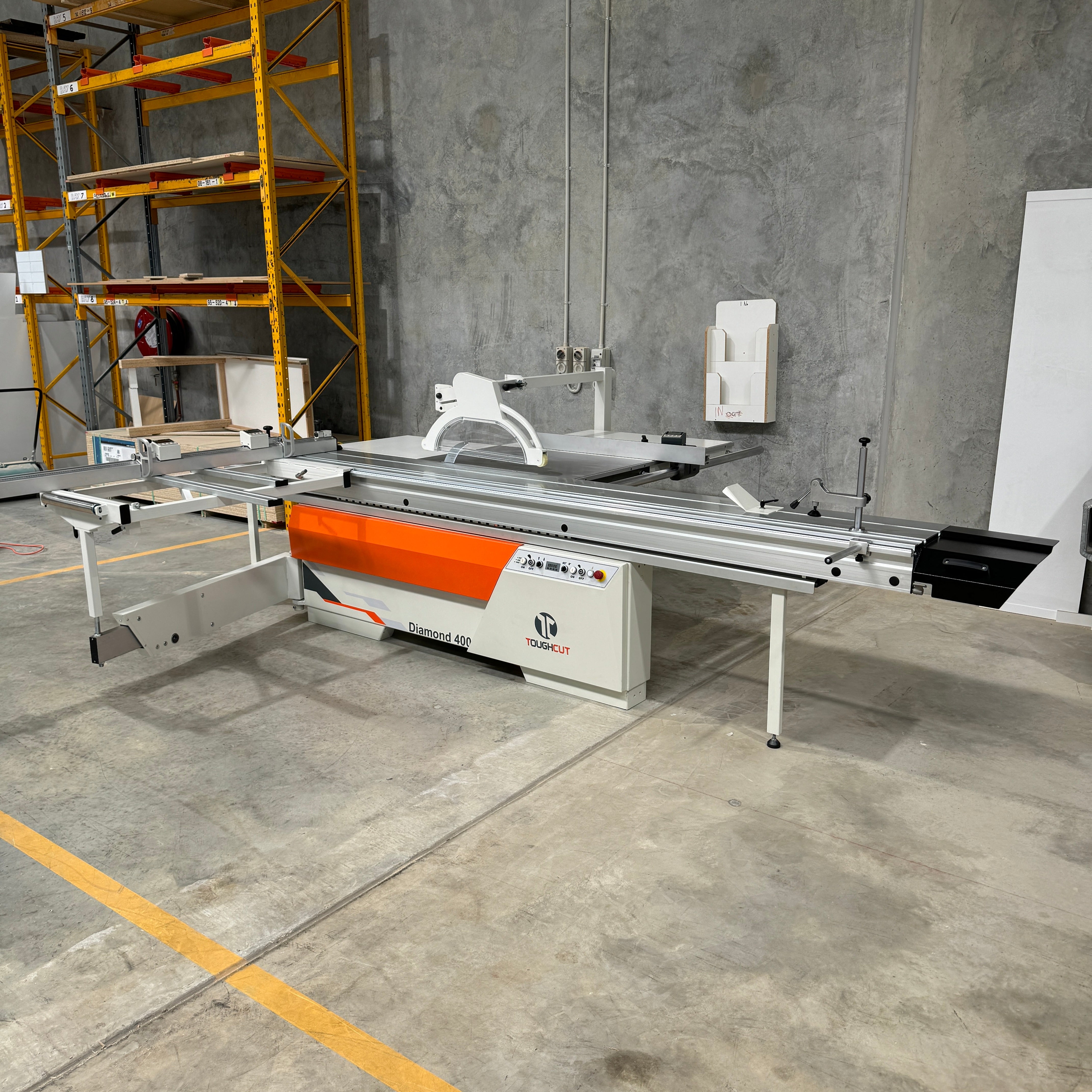 400mm (16") 3PH 7.5HP 3.8m Sliding Table Automatic Rise / Fall & Tilt Panel Saw Diamond 400 by Toughcut