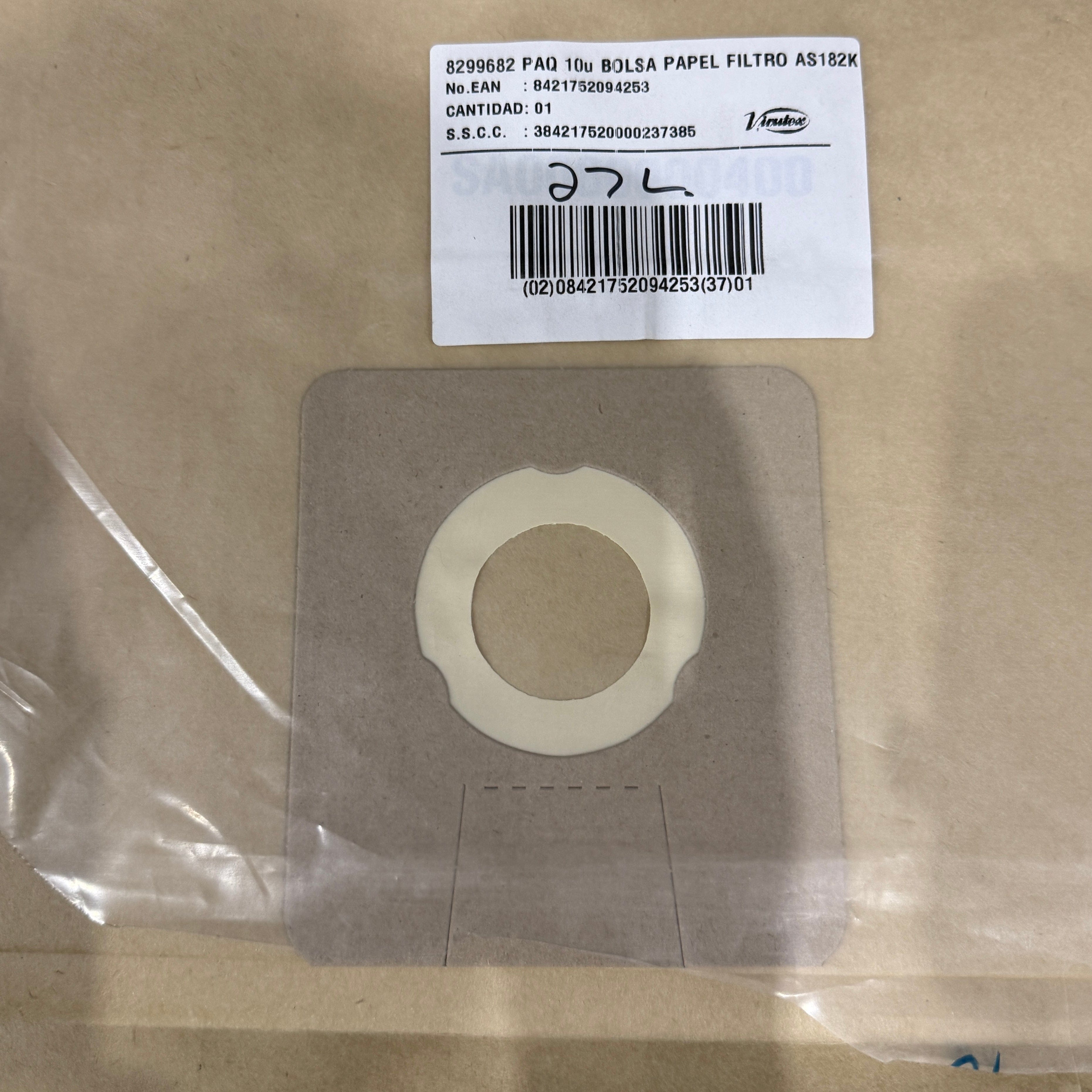 Virutex Paper Dust Bags (10Pce) 8299682 suit AS182K