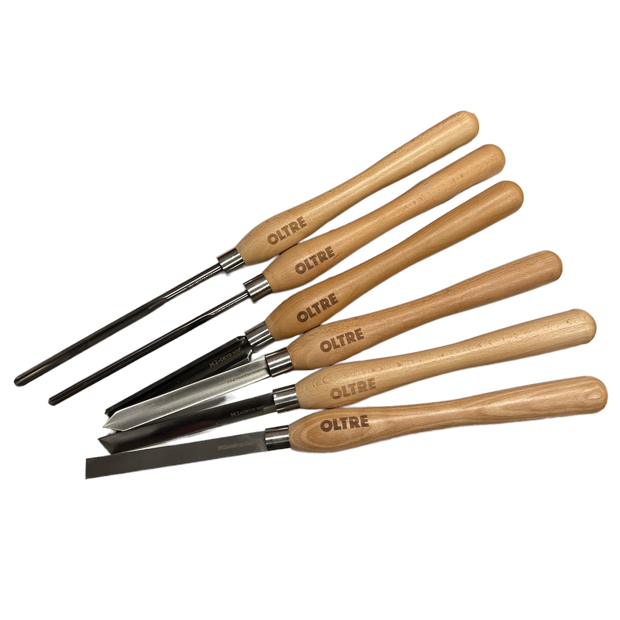 6Pce Woodturning Chisel Tool M2 CRYO HSS (Medium Turning Tools) Set by Oltre