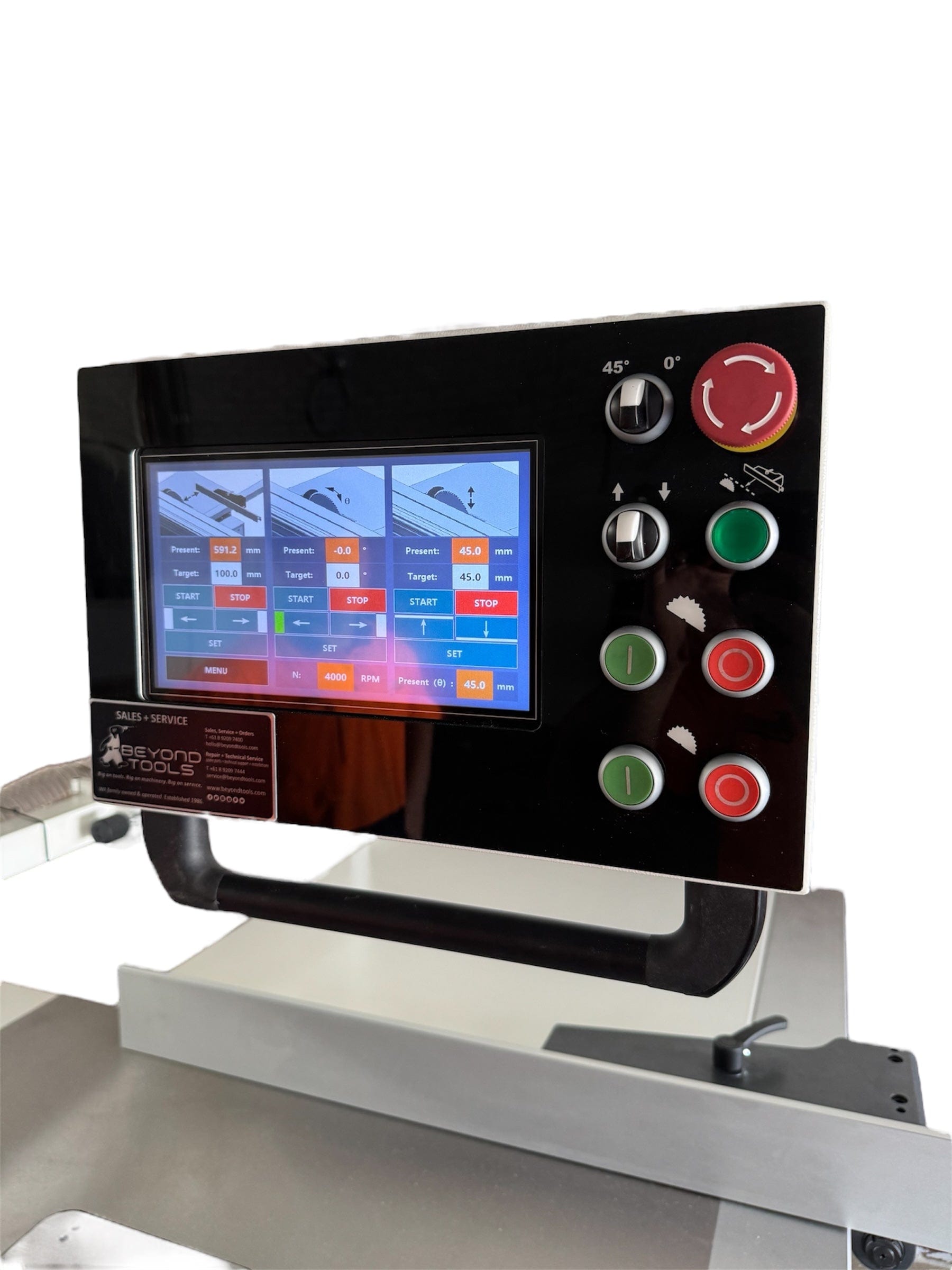 Woodfast 400mm (16") 7.5HP 3.2m Sliding Table (Optional Upgrade to 3.8m Sliding Table) with Overhead Control & Automatic Rise / Fall & Tilt Panel Saw 415V PS400C -S SafeCut *Coming Soon - Launching at LIGNA 2025*
