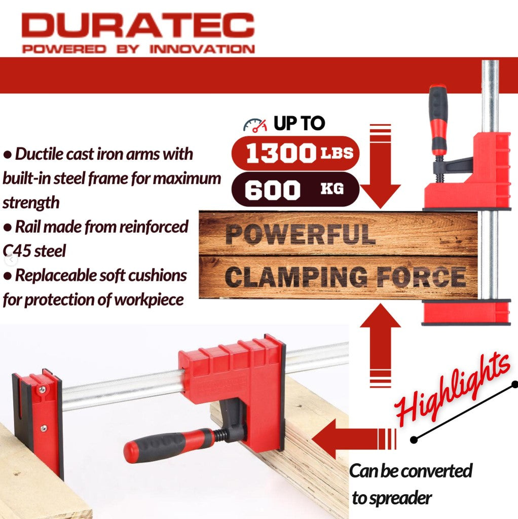 Duratec 690 Series 600Kg Heavy Duty Parallel Clamp 90mm (3-35/64") x 800mm (32") DT6900800