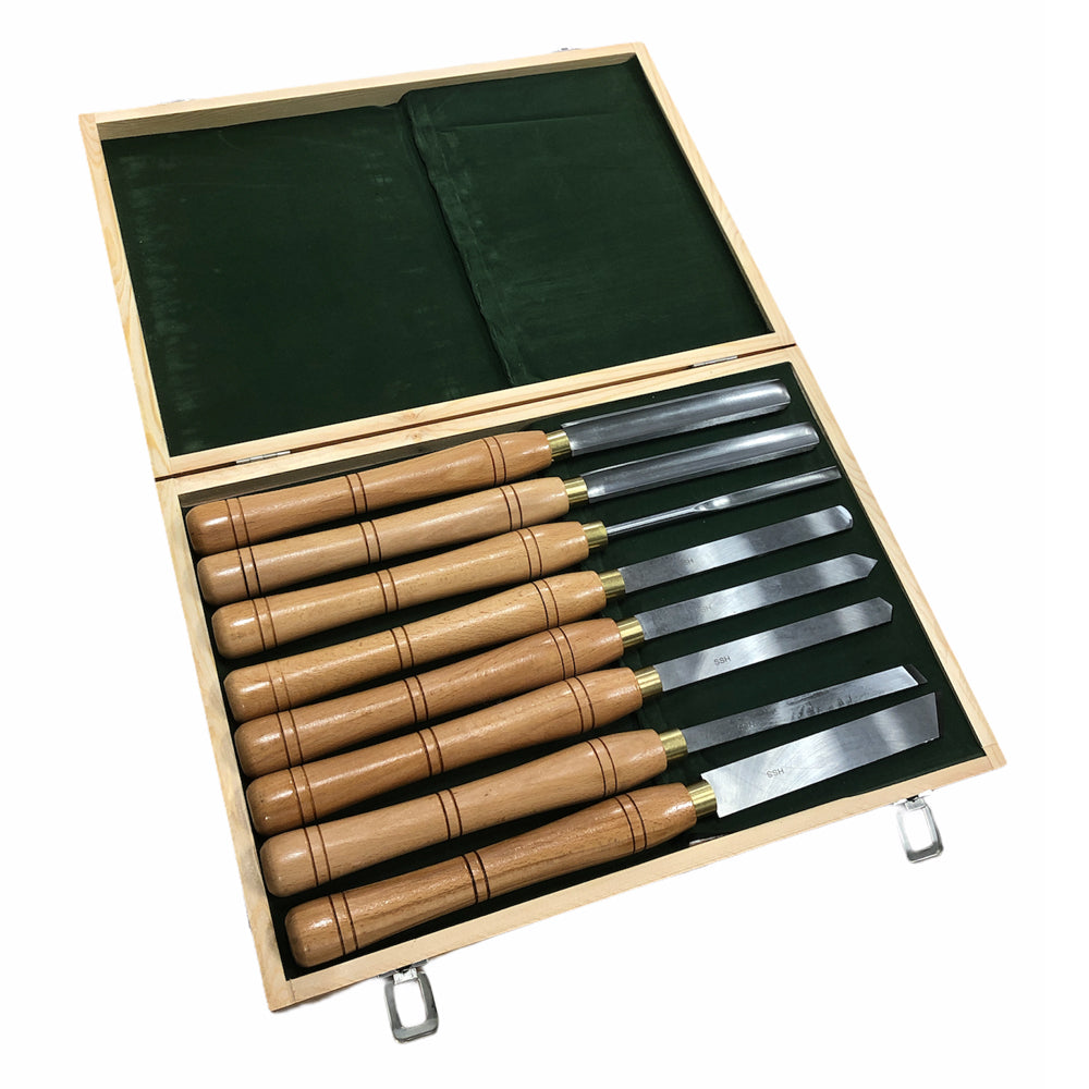 8Pce Beginner HSS Woodturning Chisel Set by Oltre