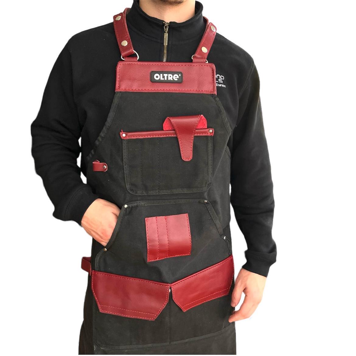 Black Canvas With Red Leather Apron By Oltre *New Arrival*