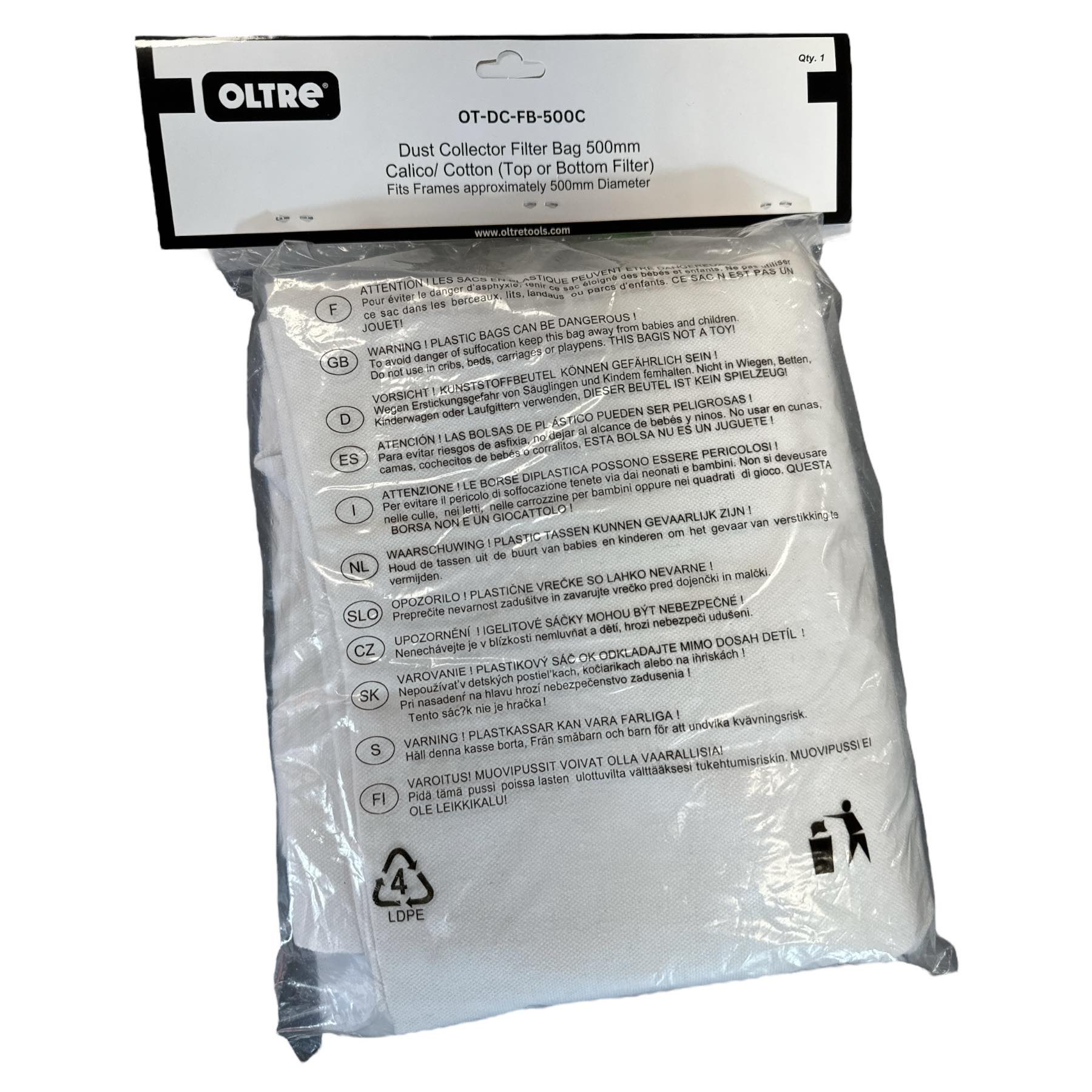 Dust Collector Filter Bag 370mm OT-DC-FB-370N by Oltre *Restocking Soon - Expected Q1, 2025*