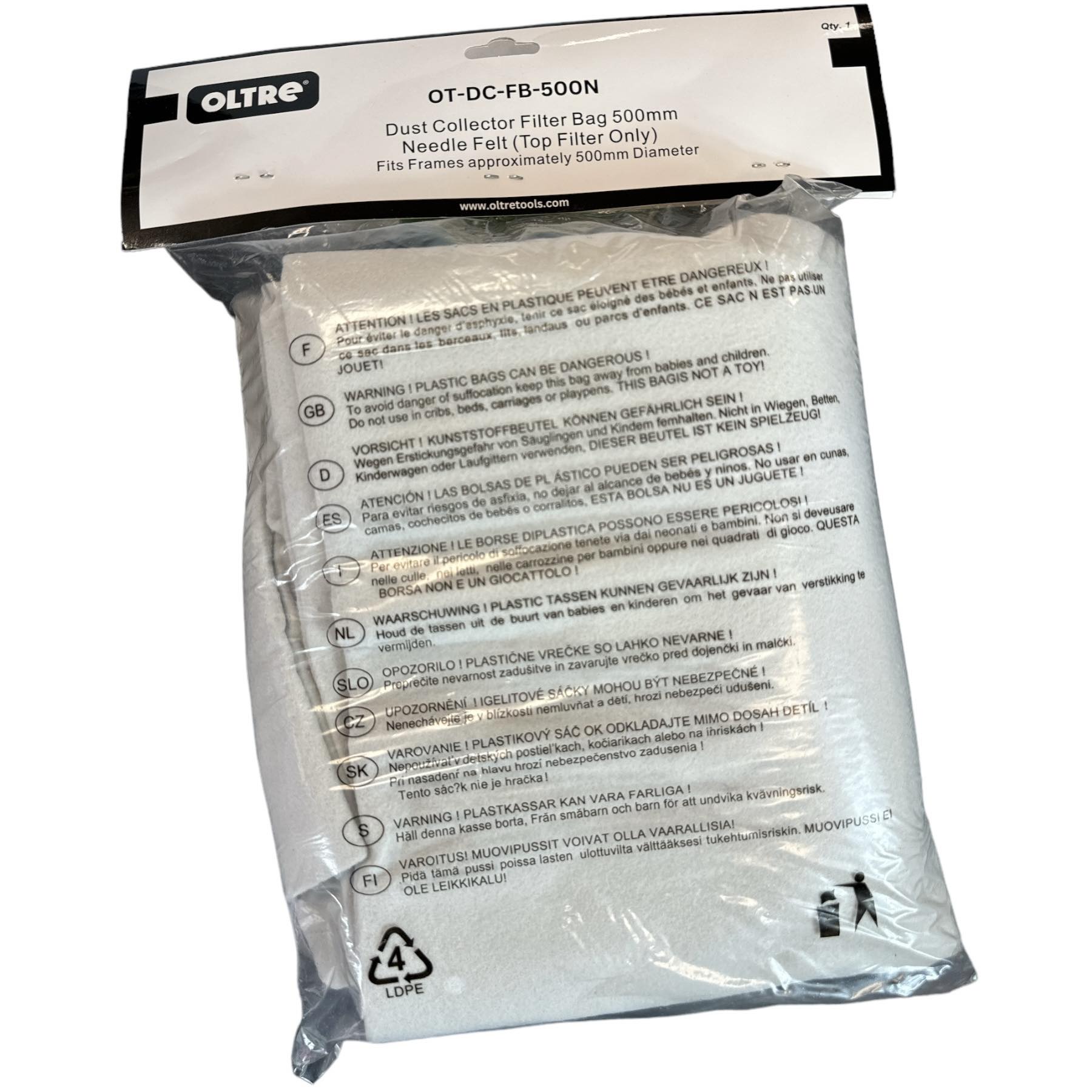 Dust Collector Filter Bag 370mm OT-DC-FB-370N by Oltre *Restocking Soon - Expected Q1, 2025*