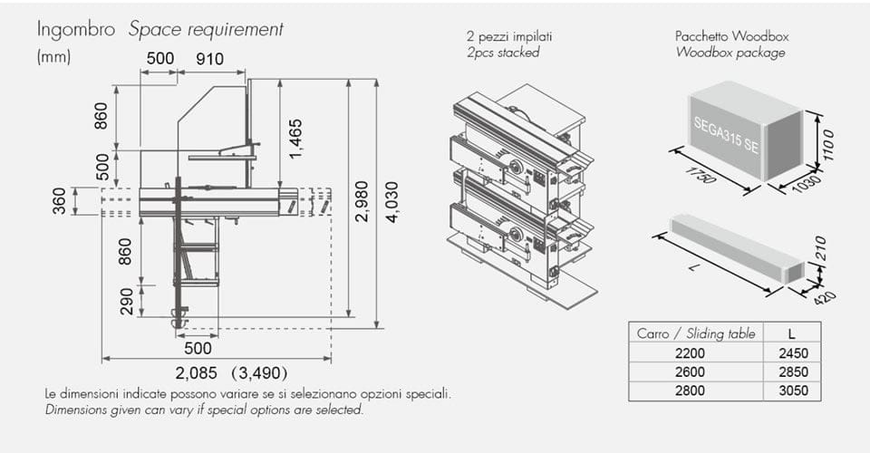 Sicar 315mm (12") 1.6m 5.5HP Sliding Italian Designed Panel Saw 415V SEGA315 SE *New - Coming Soon - Expected Mid November 2025*