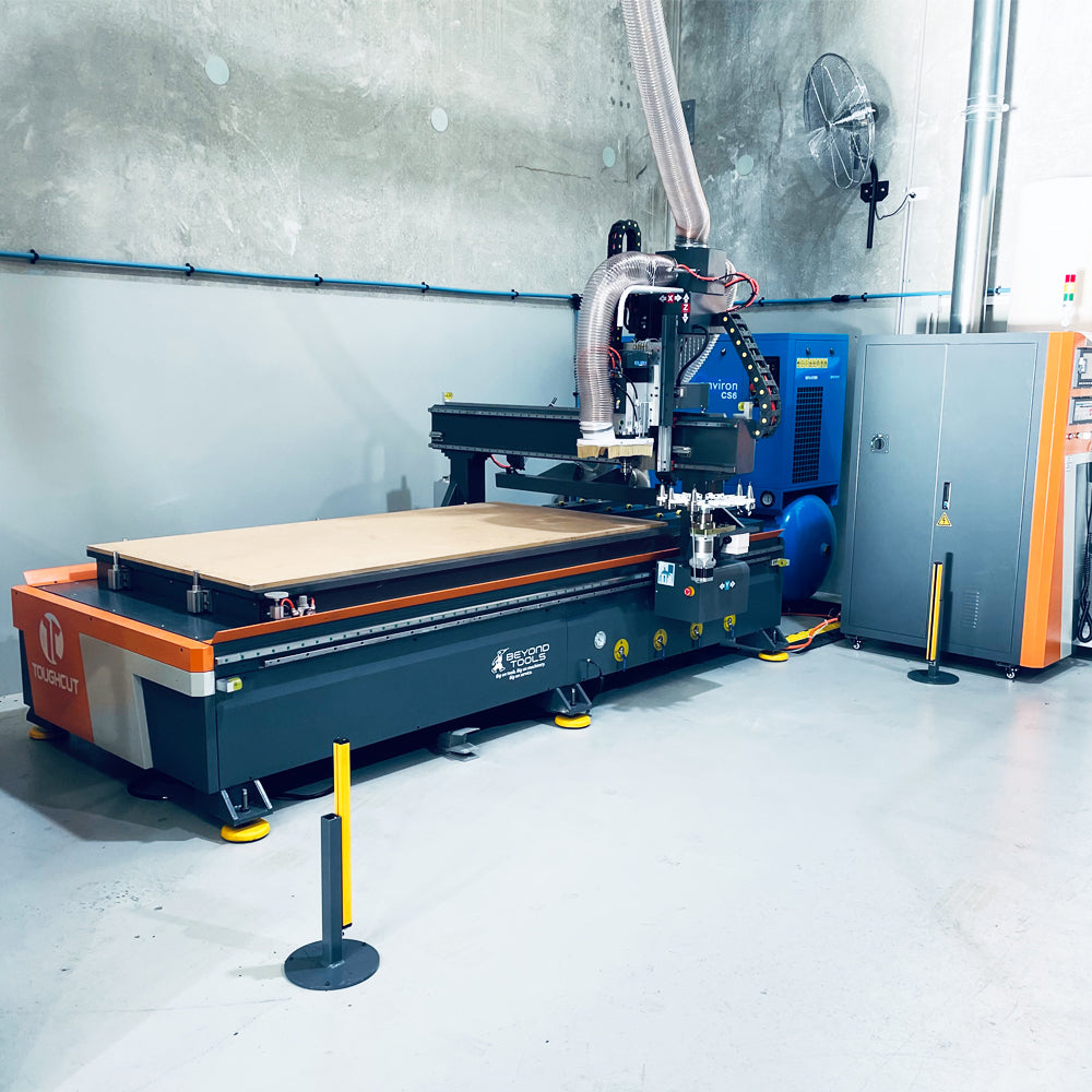 1300mm x 2500mm 415V CNC Router with Auto Tool Change Spindle with 10 Tool Rotary Carousel + Vacuum Table (with 7.5KW Pump) TOPAZ TC1325ATCR by Toughcut