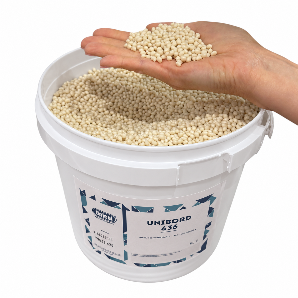 Unicol EVA Hot Melt Adhesive Pellets for Edgebanding in Natural UNIBORD 636 - Suits 5-8m / Min. Edgebanding Speeds & Virutex Portable Edgebanders