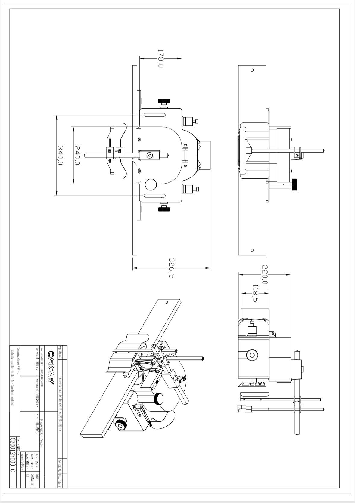 Heavy Duty Safety Hood to suit Spindle Moulders by Sicar